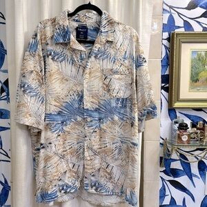 Men’s Trust Linen Blend Short Sleeve Hawaiian Button Down Shirt Size 2XL